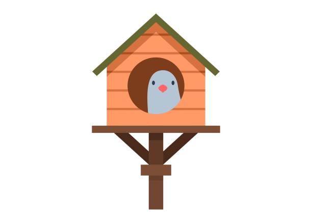 ilustraciones, imágenes clip art, dibujos animados e iconos de stock de palomar. ilustración plana simple - birdhouse animal nest house residential structure
