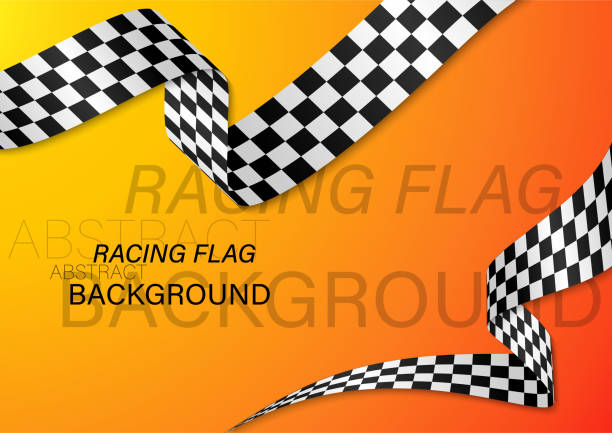 ilustraciones, imágenes clip art, dibujos animados e iconos de stock de diseño de ondas de bandera a cuadros para la ilustración vectorial del campeonato de carreras deportivas - checkered flag flag auto racing starting line