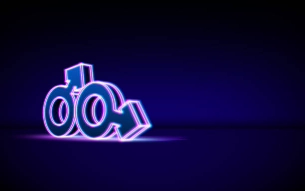 Gender signs illustration for lgbt themed background with two sexual male couple symbols. 3D gender signs for pride month or same sex marriage greeting cards. Vector illustration Gender signs illustration for lgbt themed background with two sexual male couple symbols. 3D neon gender signs for pride greeting cards or same sex wedding invitation. Vector illustration disco themed party stock illustrations