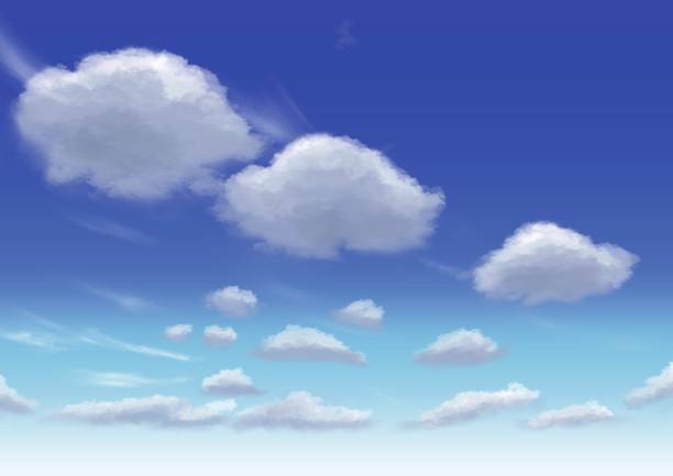istock Illustration of clouds floating in the blue sky 1323817576