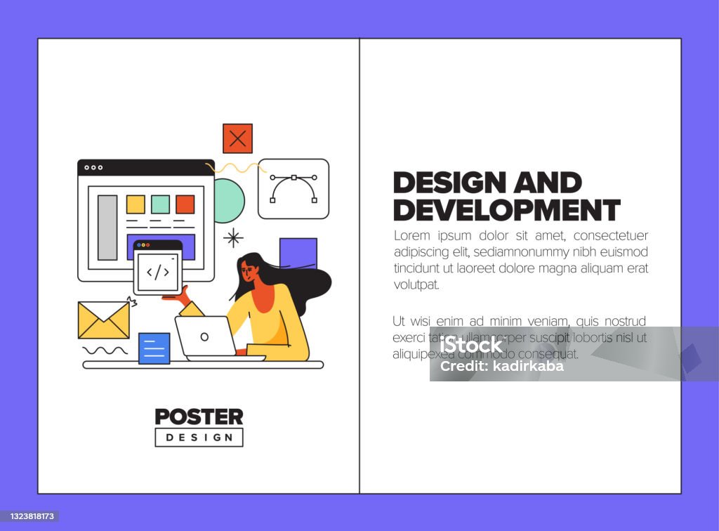 Fronting Development Posters Design Design And Development Concept For Posters Covers And Banners Stock ...