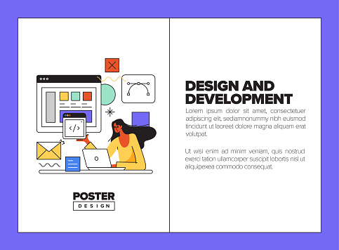 Development Poster Design Design And Development Concept For Posters Covers And Banners Stock ...