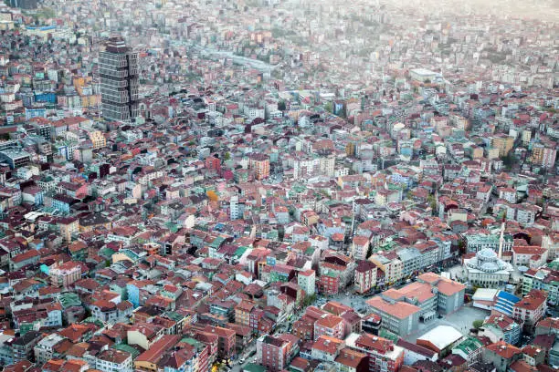 Photo of Aerial view of a skyscraper with buildings in Istanbul