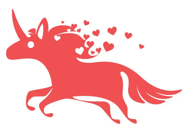 Vector illustration of running unicorn symbol