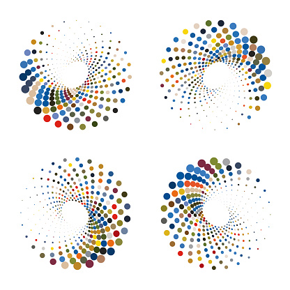 Colorful Half Tone Polka Dots Swirl Pattern Icon Collection