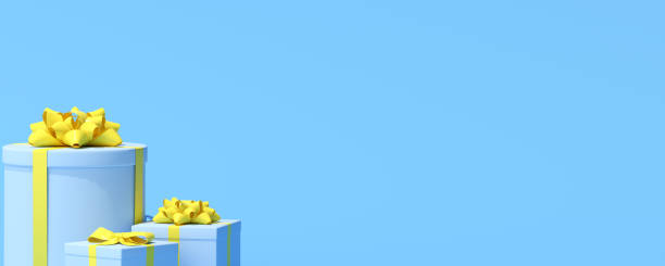 istock 3D rendering of gift box on blue background with copy space. 1323829919