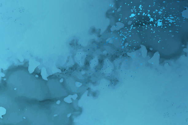 istock Watercolor background with abstract blue ink stains and splashes. 1323830183