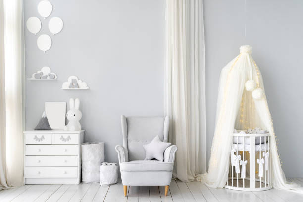 istock Kids room with light interior design in apartment 1323831199