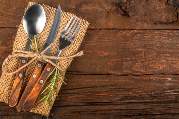 istock Cutlery with a linen napkin 1323831565