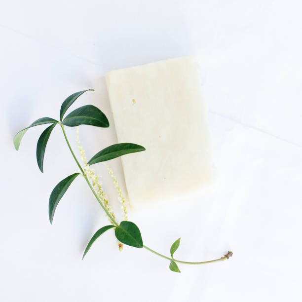 istock Cosmetic soap for skin care, top view, soft focus. 1323837485
