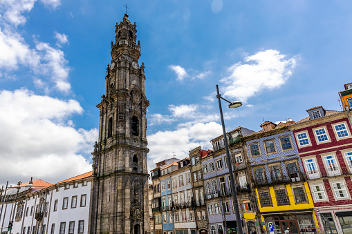 Clerigos tower is main landmark of city of Porto, Portugal