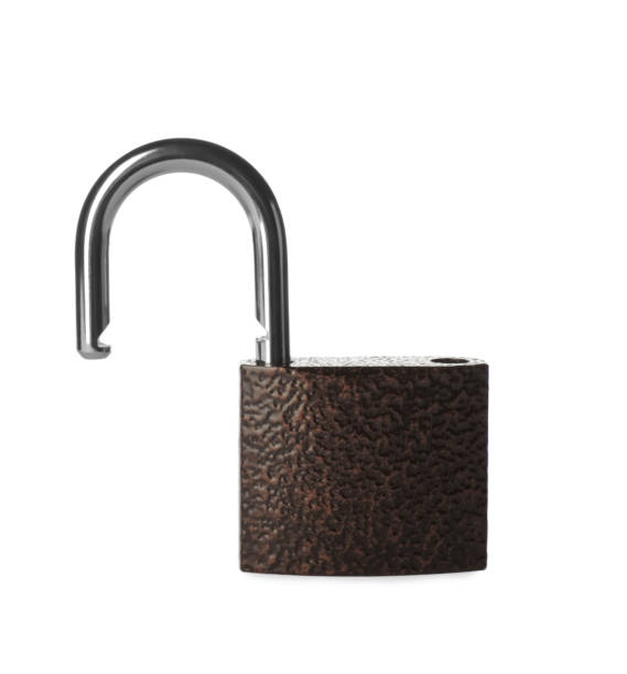 istock Modern padlock isolated on white. Safety and protection 1323840928