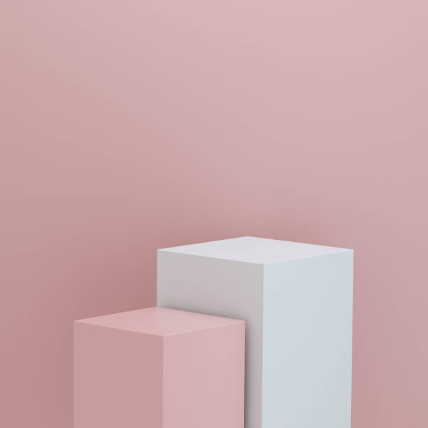 istock Minimalist podium for product display on pink background with space for text. Empty podium platform. 1323842760