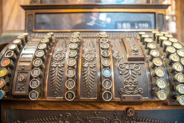 Beautifully decorated brown vintage register machine