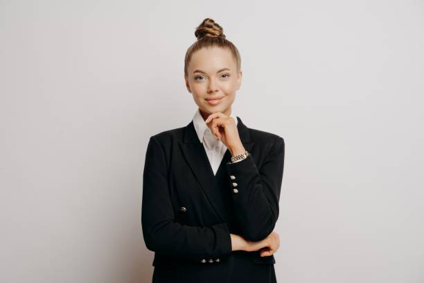 istock Professional attractive business lady posing in studio 1323849277