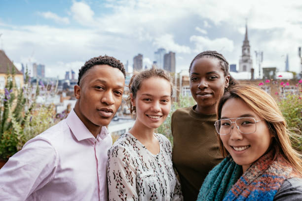 istock Group of multi ethnic millennial people 1323853303