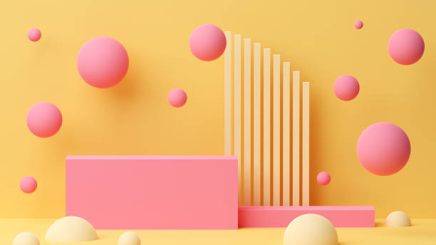 istock Surreal scene with a platform for a product. 3D illustration. 1323857390