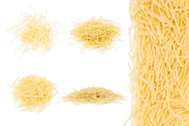 vermicelli pasta set isolated on white background. pasta product collection cut out.