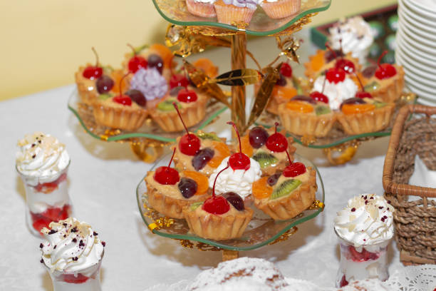 istock Stylish luxury decorated table with desserts for a happy couple's wedding celebration 1323863320