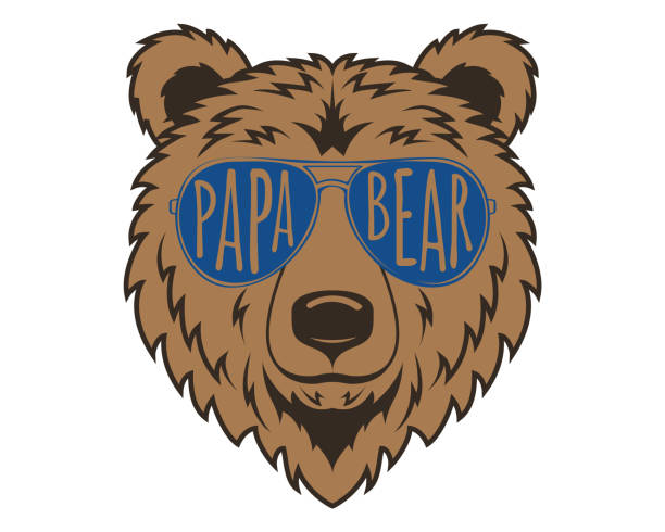 süße papa bär glücklich vatertag - bärenjunges stock-grafiken, -clipart, -cartoons und -symbole