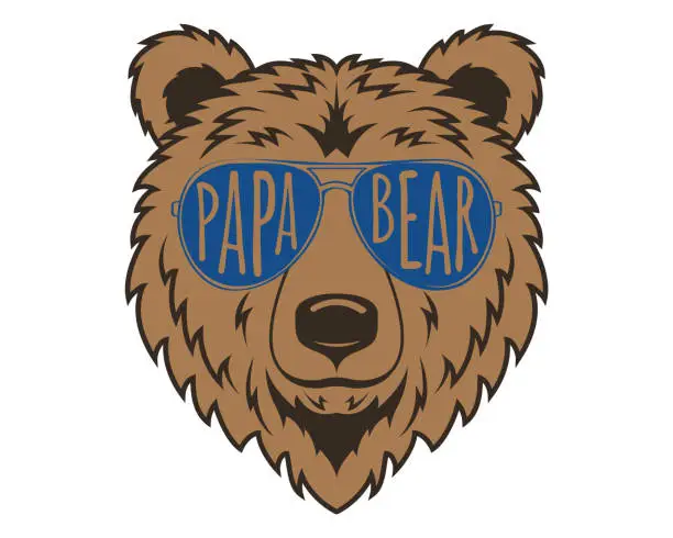 Vector illustration of Cute Papa Bear Happy Father's Day