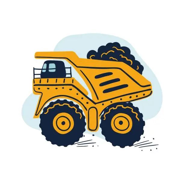 Vector illustration of Mining truck in cool hand drawn style
