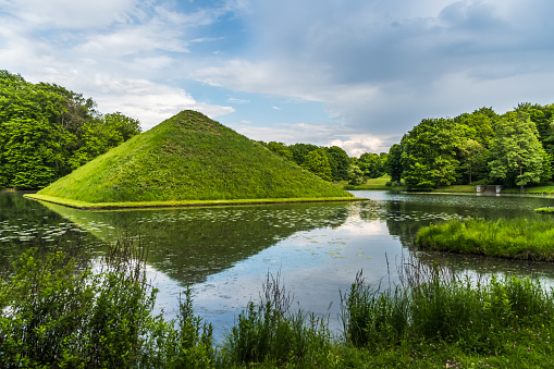 Park Branitz, Cottbus, Germany: The approximately 13 meter high pyramid is the landmark of the landscape architect Hermann Fuerst von Pueckler-Muskau.