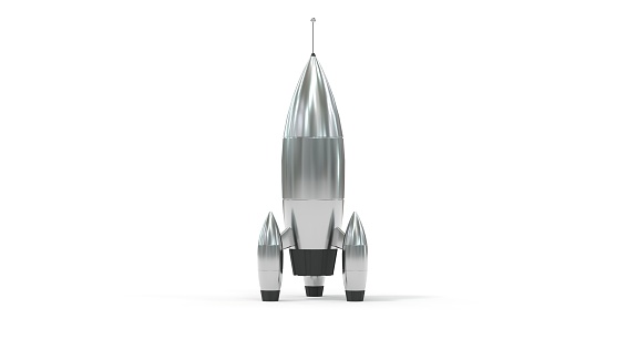 cartoon rocket for space tourists - 3D rendering - White background