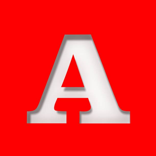A letter white sign alphabet text capital letter isolated on red background 3d rendering in high resolution for print and presentations
