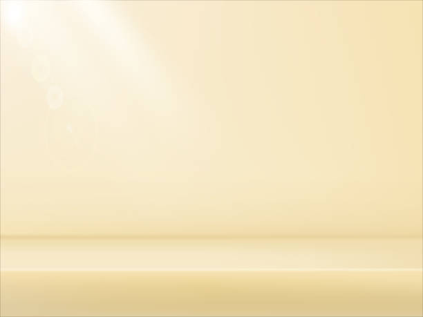Light beige 3d studio  background. Warm soft spotlight with bokeh. Light beige 3d studio  background. Warm soft spotlight with bokeh.  Gradient blurred  background. Photo studio soft box lighting. pedestal photos stock illustrations