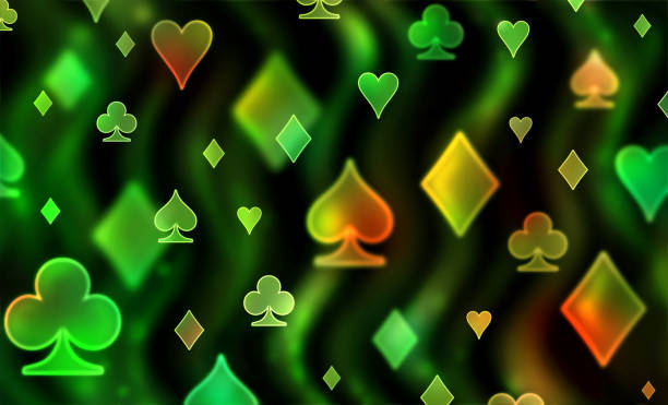 istock Green striped pattern of playing cards symbols. 1323877455