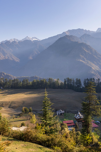 mountains and meadow at shangarh, himachal pradesh, India