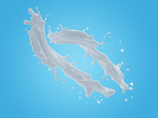 istock 3d illustration of milk splash on gradient blue background with 1323880598