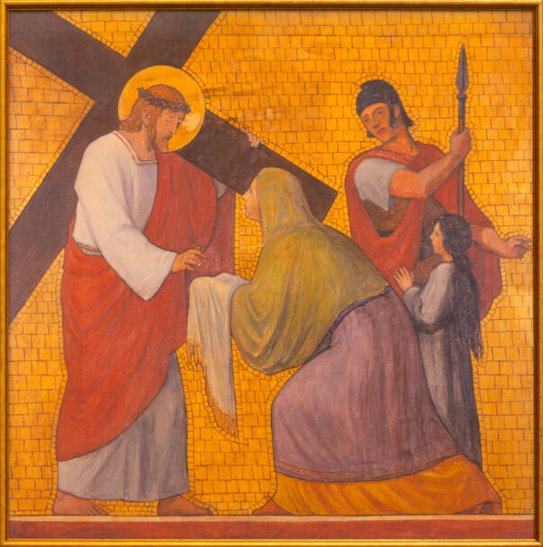 praga - la pintura verónica limpia el rostro de jesús - station of the cross fotografías e imágenes de stock