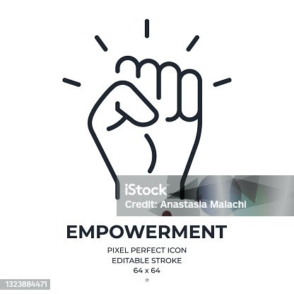 istock Empowerment concept editable stroke outline icon isolated on white background flat vector illustration. Pixel perfect. 64 x 64. 1323884471