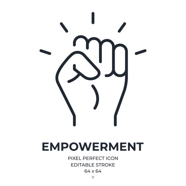 Empowerment concept editable stroke outline icon isolated on white background flat vector illustration. Pixel perfect. 64 x 64. Empowerment concept editable stroke outline icon isolated on white background flat vector illustration. Pixel perfect. 64 x 64. fearless stock illustrations