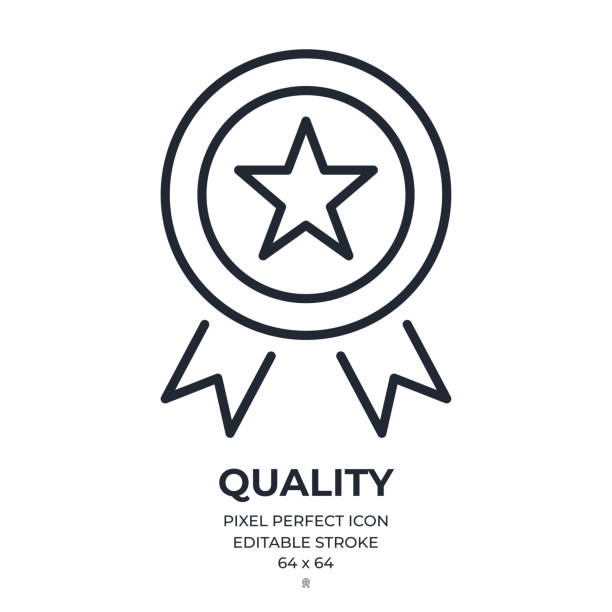 Quality concept editable stroke outline icon isolated on white background flat vector illustration. Pixel perfect. 64 x 64. Quality concept editable stroke outline icon isolated on white background flat vector illustration. Pixel perfect. 64 x 64. perfection stock illustrations