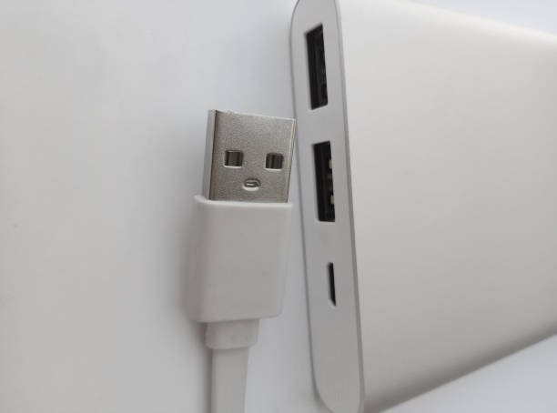 istock Silver aluminum power bank and usb head 1323885891