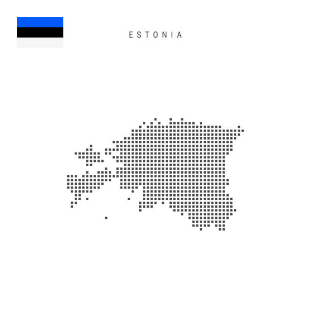 에스토니아의 사각형 점 패턴지도. 에스토니아어 깃발픽셀 맵. 벡터 일러스트레이션 - estonia flag pennant baltic countries stock illustrations