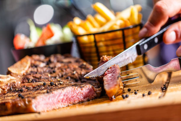 istock Beef steak in american restaurant 1323891610