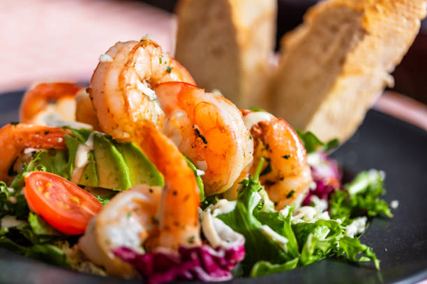 istock Shrimp salad served in american restaurant 1323891642
