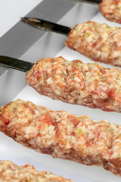 Azerbaijan cuisine lula kebab on skewer
