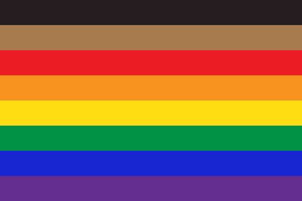 New pride flag LGBTQ background New pride flag LGBTQ background. Redesign including Black and Brown stripes. Flat vector illustration pride flag stock illustrations