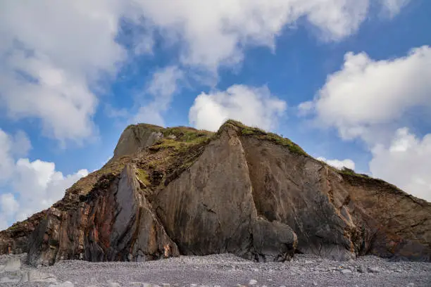 Beautiful landscape image of Blackchurch Rock on Devonian geological formation