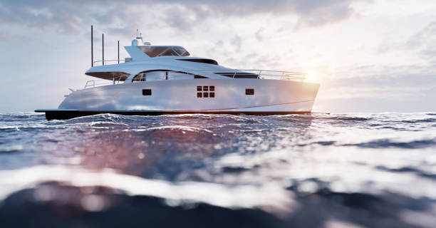istock Catamaran motor yacht on the ocean 1323901794