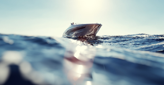 Catamarán a motor yate en el océano photo