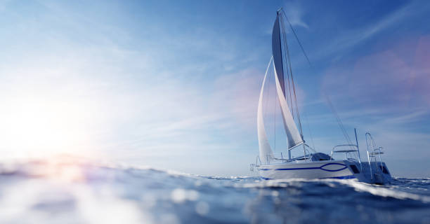 istock Sailing yacht on the ocean 1323901809