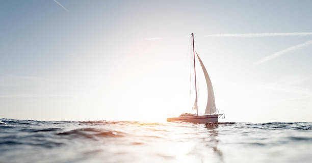 istock Sailing yacht on the ocean 1323901815