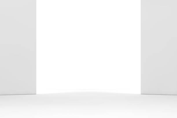 istock Abstract interior design of modern showroom with empty concrete floor and white wall background - Hall or stage 3d illustration 1323906318