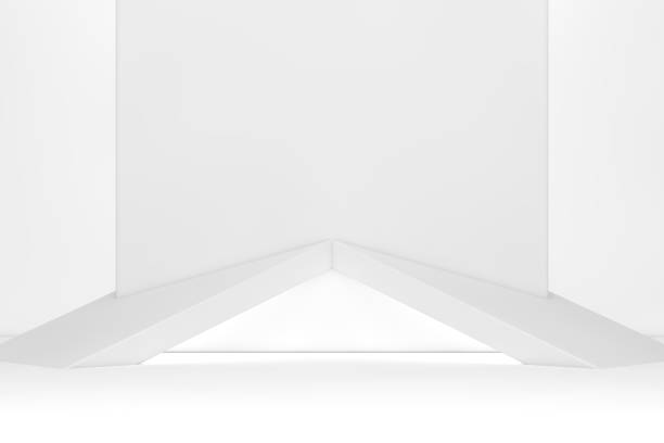 istock Abstract interior design of modern showroom with empty concrete floor and white wall background - Hall or stage 3d illustration 1323906326